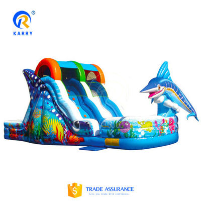 Impresión digital tobogán acuático piscina comercial de agua inflable tobogán para el jardín infantil