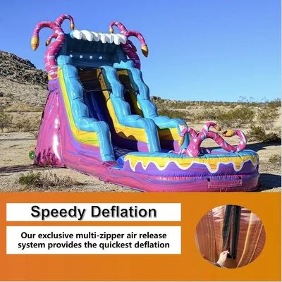 Deslizamiento de agua de grado comercial inflable con piscina de salpicaduras Color y tamaño personalizados