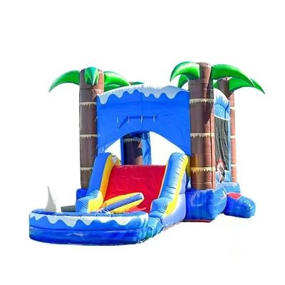Blower incluido Refuerzo de doble capa PVC deslizamiento de agua inflable con pared de escalada