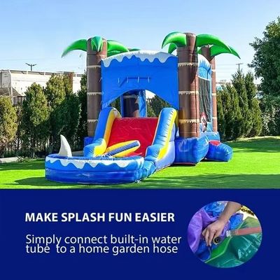 Blower incluido Refuerzo de doble capa PVC deslizamiento de agua inflable con pared de escalada