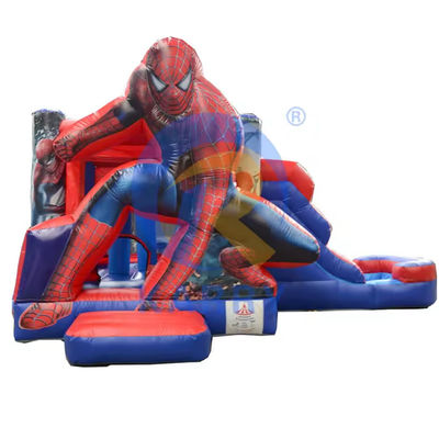 Combo de toboganes del castillo Spiderman con piscina en el parque de diversiones inflable comercial