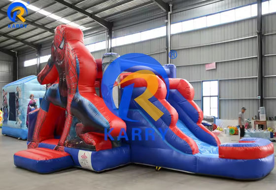 Combo de toboganes del castillo Spiderman con piscina en el parque de diversiones inflable comercial