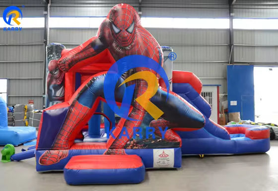 Combo de toboganes del castillo Spiderman con piscina en el parque de diversiones inflable comercial