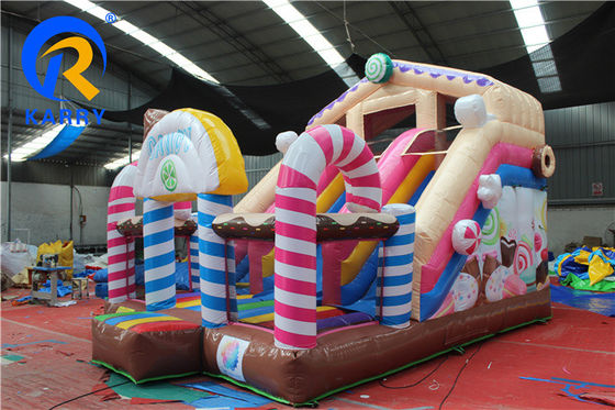 Partidista Inflable con diapositiva Commercial Candy House Conjunto de doble diapositiva