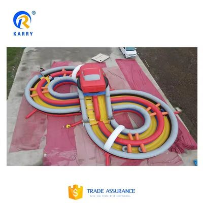 Pista de obstáculos inflable competitiva por equipo con tramos de deslizamiento y reparación incluidos