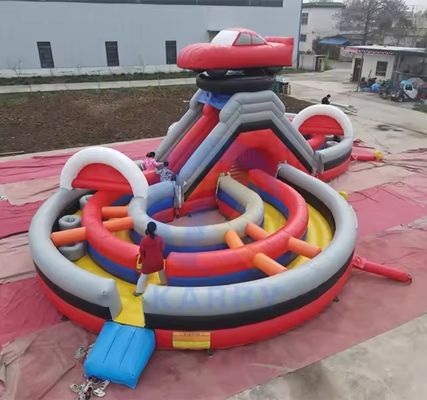 Pista de obstáculos inflable competitiva por equipo con tramos de deslizamiento y reparación incluidos