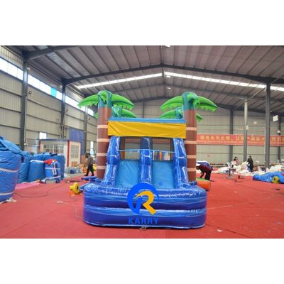 8x4m Casa de salto de palmera de coco inflable personalizada con deslizamiento y combinación de piscina