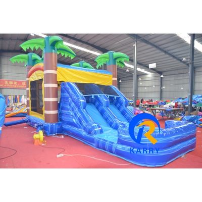 8x4m Casa de salto de palmera de coco inflable personalizada con deslizamiento y combinación de piscina