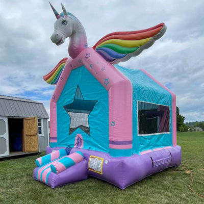 Casa de salto inflable de color personalizado Unicornio castillo de salto para juegos de salto de niños