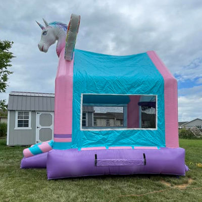 Casa de salto inflable de color personalizado Unicornio castillo de salto para juegos de salto de niños