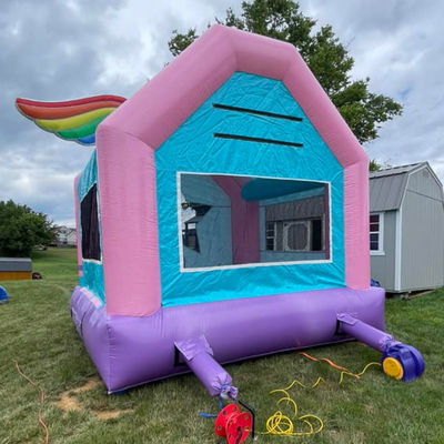Casa de salto inflable de color personalizado Unicornio castillo de salto para juegos de salto de niños