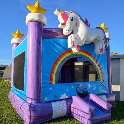 Casa de salto inflable de color personalizado Unicornio castillo de salto para juegos de salto de niños