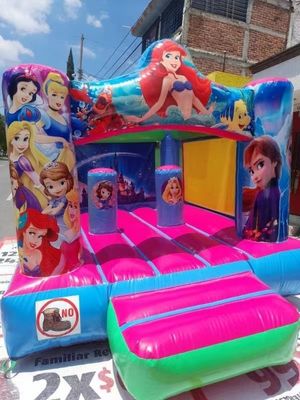 Alquiler de fiestas Esencial PVC Inflable Casa de salto con tema de sirena y soplador