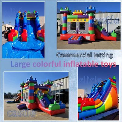 Parque al aire libre Unisex comercial colorido Tetris saltando casa de rebote inflable para niños