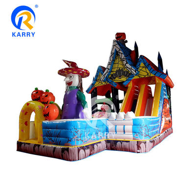 Popular Castillo de Halloween Castillo de brujas Casa de rebote inflable con tobogán y soplador de aire
