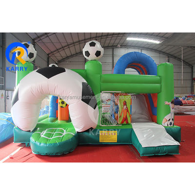 Jump Slide and Score PVC Inflable Bouncer House Combo para entusiastas del fútbol unisex