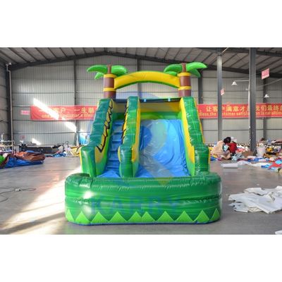 6*3 Tamaños opcionales Divertida Palma Verde Deslizamiento Inflable Casa de Salto Combinado con Piscina