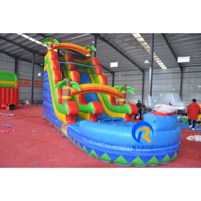 Comerciante de niños patio de recreo aire lleno al aire libre seco interior delfín toboganes inflables