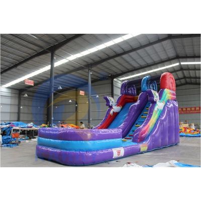 OEM aceptado Mini Unicornio PVC tobogán de agua inflable con piscina y escalada de oscilación