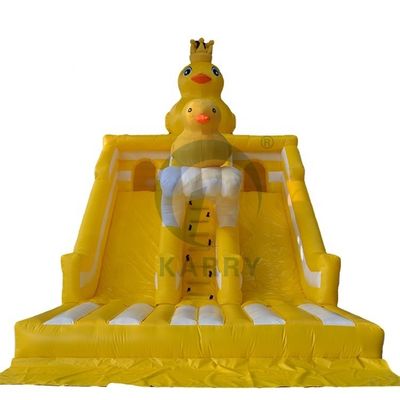 Unisexo tema del patito amarillo salto castillo doble toboganes para el parque infantil