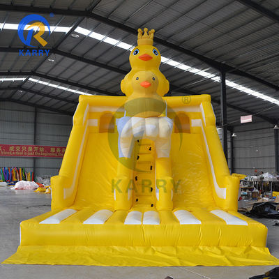 Unisexo tema del patito amarillo salto castillo doble toboganes para el parque infantil