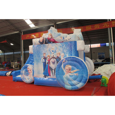Carro inflable congelado con tobogán Hielo y nieve Castillo Princesa juguete inflable al aire libre