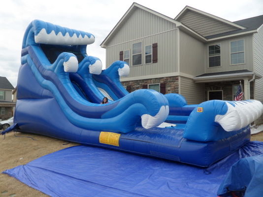18 pies de PVC azul tobogán de agua inflable con piscina Karry Tropical Salto Castillo de Salto