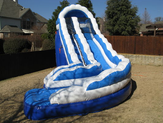 18 pies de PVC azul tobogán de agua inflable con piscina Karry Tropical Salto Castillo de Salto