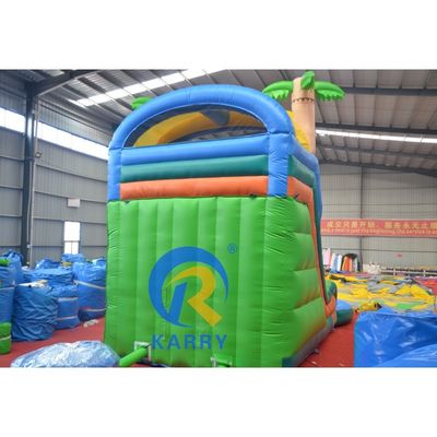 Combinación de castillo de salto de colores grandes con impresión digital de piscina y deslizamiento empinado