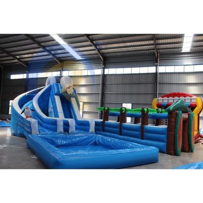 Deslizamiento acuático comercial inflable Oso polar Ártico Plunge Carril doble para diversión al aire libre