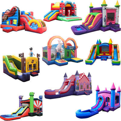 Unisex Mega Rosa tobogán de agua inflable con piscina de agua y casa de rebote Combinado todo en uno