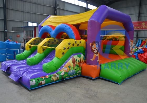 Términos de pago T/T Casa de rebote inflable al aire libre con doble deslizamiento y material de PVC