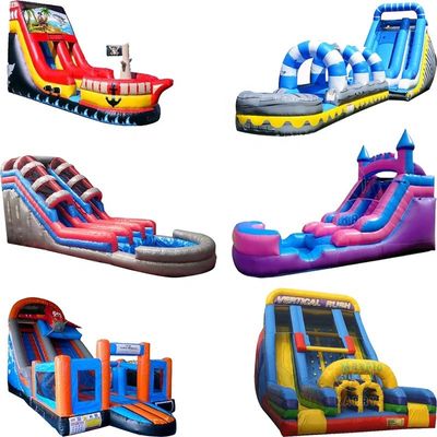 Oportunidad comercial PVC patio trasero lleno de aire tobogán de agua inflable con piscina