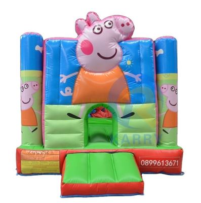 Promoción de eventos comerciales Deslizamiento de castillo inflable con niños dibujos animados Cerdo Casa de salto