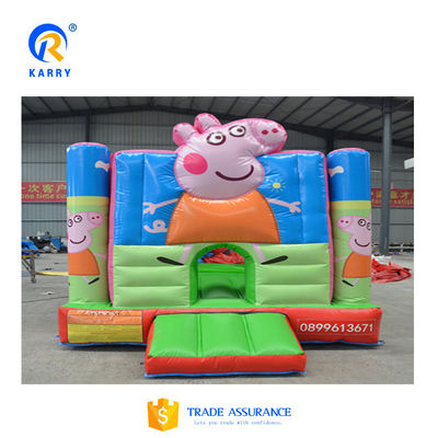Promoción de eventos comerciales Deslizamiento de castillo inflable con niños dibujos animados Cerdo Casa de salto