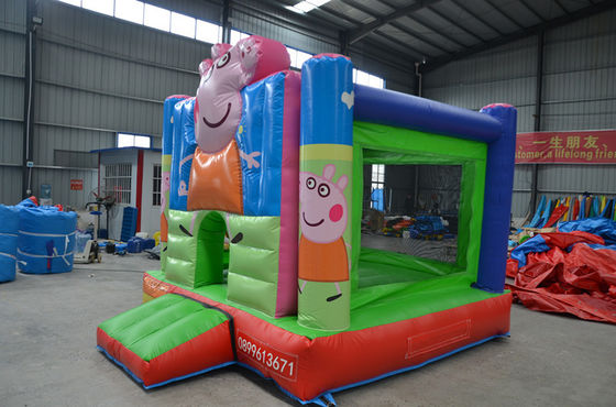 Promoción de eventos comerciales Deslizamiento de castillo inflable con niños dibujos animados Cerdo Casa de salto