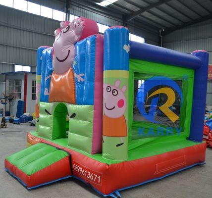 Promoción de eventos comerciales Deslizamiento de castillo inflable con niños dibujos animados Cerdo Casa de salto