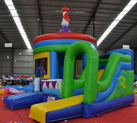 PORTABLE PVC cilindrico castillo de salto con deslizamiento lateral y cúpula inflable La experiencia de fiesta definitiva