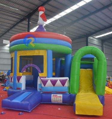 PORTABLE PVC cilindrico castillo de salto con deslizamiento lateral y cúpula inflable La experiencia de fiesta definitiva