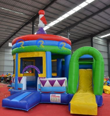 PORTABLE PVC cilindrico castillo de salto con deslizamiento lateral y cúpula inflable La experiencia de fiesta definitiva