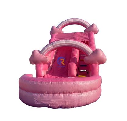 Popular tobogán de agua inflable rosa tobogán comercial para adultos para entretenimiento al aire libre