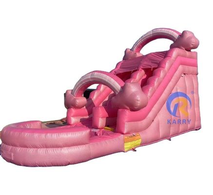 Popular tobogán de agua inflable rosa tobogán comercial para adultos para entretenimiento al aire libre