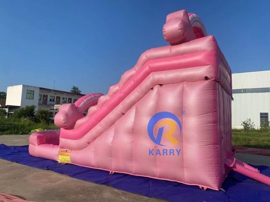 Popular tobogán de agua inflable rosa tobogán comercial para adultos para entretenimiento al aire libre