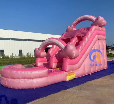 Popular tobogán de agua inflable rosa tobogán comercial para adultos para entretenimiento al aire libre