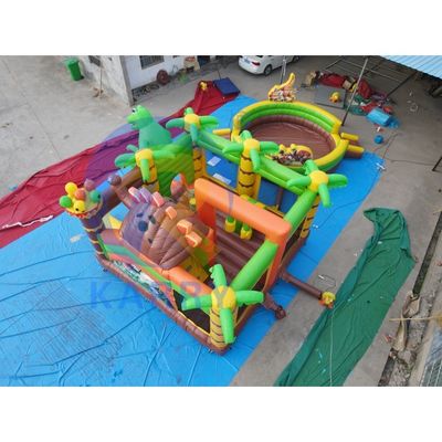 Commercial Grade Dino Park Air Bounce House Combo Slide Bouncers Saltadores para niños