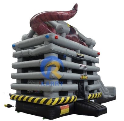 Parque de diversiones Equipo Enjaulado Bestia Castillo de salto Casa de salto inflable con tobogán