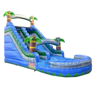 Unisex patio trasero residencial Palma azul tobogán de agua inflable con piscina