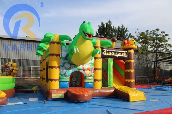 Características PORTABLE Fiesta de niños saltando castillo de salto con tobogán en tema de dinosaurios