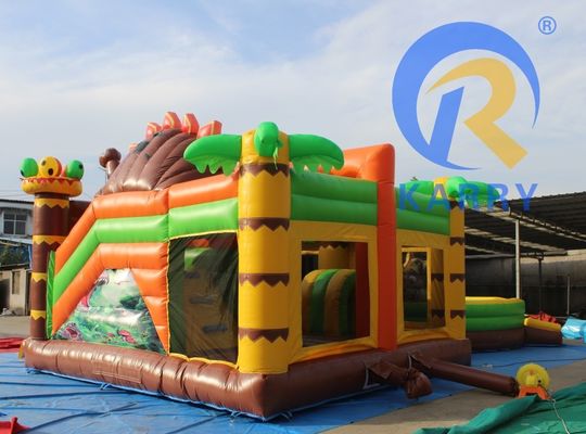 Características PORTABLE Fiesta de niños saltando castillo de salto con tobogán en tema de dinosaurios