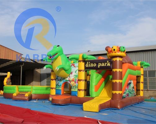Características PORTABLE Fiesta de niños saltando castillo de salto con tobogán en tema de dinosaurios